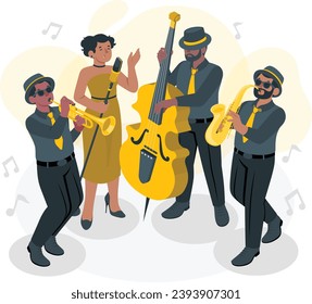 jazz band concept illustration vector