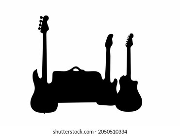 Jazz band icon. Group of black musical instruments isolated on a white background. Vector illustration for concert festival party