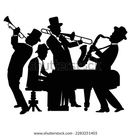 jazz band, jazz musician band silhouette