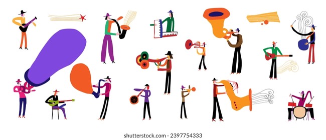 jazz band musicians vector illustration , isolated cartoons design element