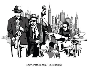 Jazz band in New-York - vector illustration