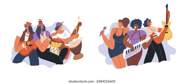 Jazz Band Playing Instruments vector
