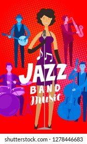Jazz band poster. Musical festival, live music concept. Vector illustration