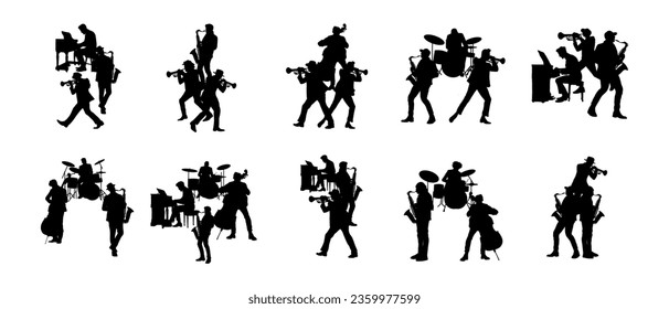 Jazz Band Silhouette Vector Set