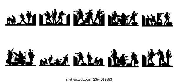 Jazz Band Silhouette Vector Set