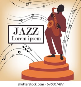 Jazz band with singer, saxophone and piano - vector illustration