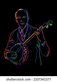 Jazz Banjo Player Vector Illustration