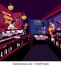 Jazz Bar in Chicago Vector Illustration