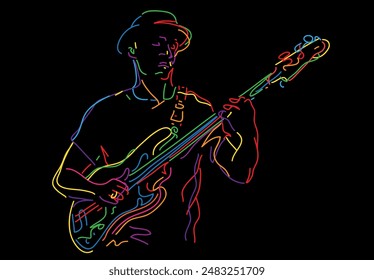 Jazz Bassist Neon Sign Vektorillustration