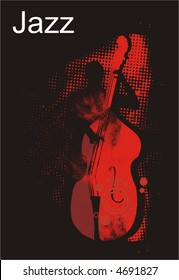 jazz bass player performance,halftone pattern texture,vector illustration