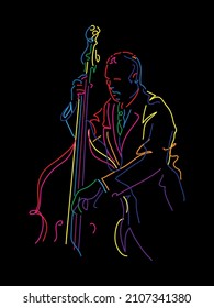 Ilustración vectorial del reproductor de bajo de jazz