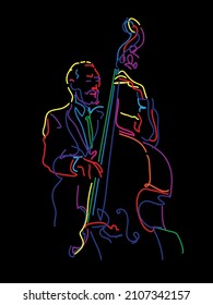 Jazz bass player vector illustration