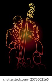 Jazz bass player vector illustration