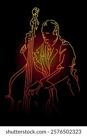 Jazz bass player vector illustration