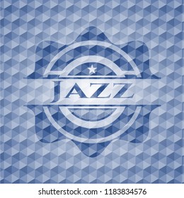 Jazz blue emblem with geometric pattern.