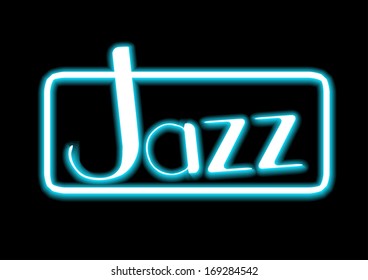 Jazz blue neon on black background vector