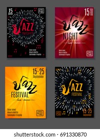 Jazz blues festival poster. Music background. Concert flyer template.  Vector design.