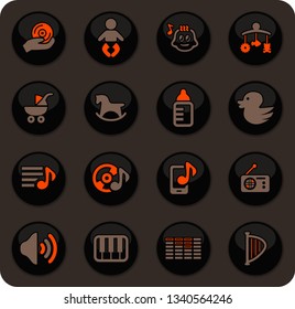 Jazz and Blues music color vector icons on dark background for user interface design