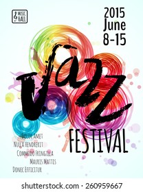 Jazz blues music festival, poster background template. Hand drawn Typographic flyer or poster. Vector design. 