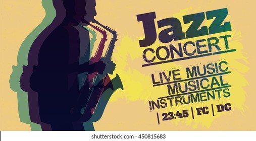 Jazz Blues Poster Saxophonist Stock Vector (Royalty Free) 450815683 ...