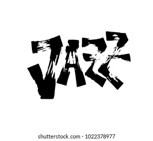 Jazz. Brush pen lettering. Vector ink inscription. Calligraphy modern style. Music poster. Perfect for music events, jazz concerts. Black on white background.