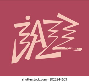 Jazz. Brush pen lettering. Vector ink inscription. Calligraphy modern style. Music poster. Perfect for music events, jazz concerts. On background.