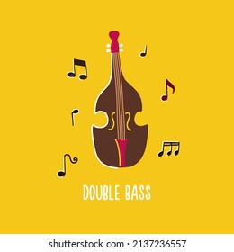 Jazz classical musical instrument double bass with notes