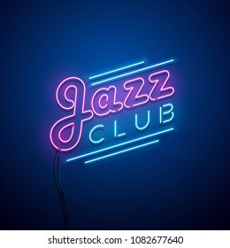 Jazz Club Neon Sign. Vector Illustration.