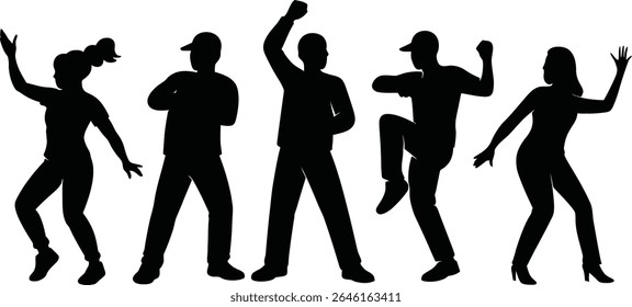 Jazz Club Vibes Silhouettes - Cinco dançarinos em movimento