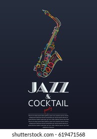 Jazz and cocktail party poster, vector illustration