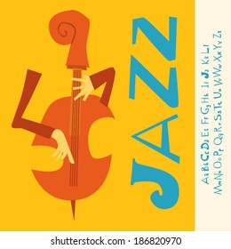 JAZZ Concert, Music Background, Flat  Illustration With Font