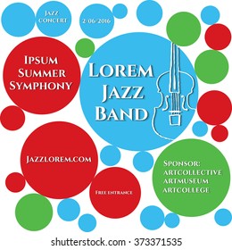 Jazz concert. Pop art colorful poster with hand drawn element for your presentation, artwork, business, workshop, installation, event