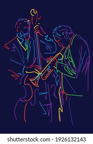 Ilustración vectorial del reproductor de contrabando de jazz y trompeta