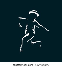 Jazz dancer in the dark with light on his silhouette.