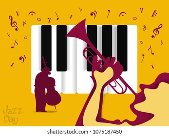 Jazz day greeting card with musical instruments.