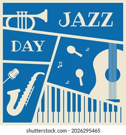 Jazz day with music instruments vector illustration for banner design