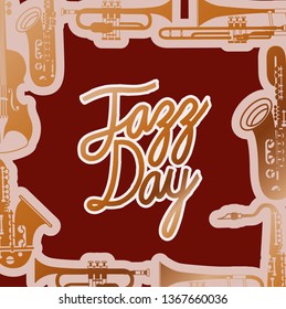 jazz day poste with instruments background