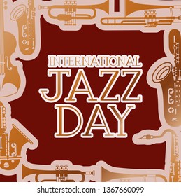 jazz day poste with instruments background