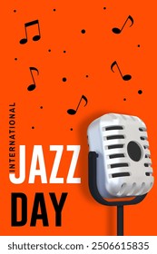 Jazz Day. Poster background template for music festival. Classical Retro style microphone event flyer design. April 30. International Jazz Day Celebration. Vector illustration.