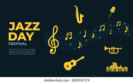 Jazz day poster and banner design template for poster, banner, event promotion. Vector illustration