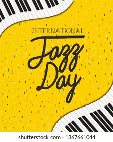 jazz day poster with piano keyboard