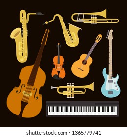 jazz day poster with set instruments