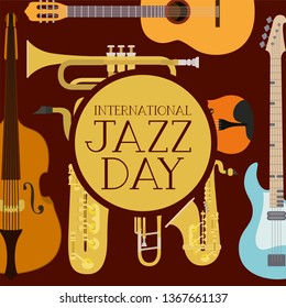 jazz day poster with set instruments