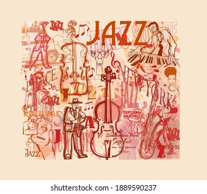 Afiche del doodle de jazz - ilustración vectorial