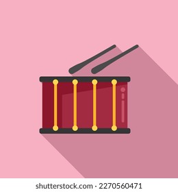 Jazz drum icon flat vector. Music instrument. Acoustic toy