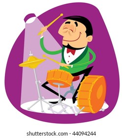Jazz drummer playing the drums