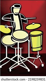 Jazz Drummer Poster Vector Illustration