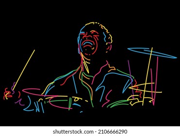 Jazz drums player vector illustration