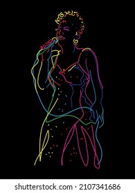 Jazz Female Singer Vector Illustration