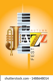 Jazz Fest, Concert, Contest Poster Design. Editable Vector Illustratuion